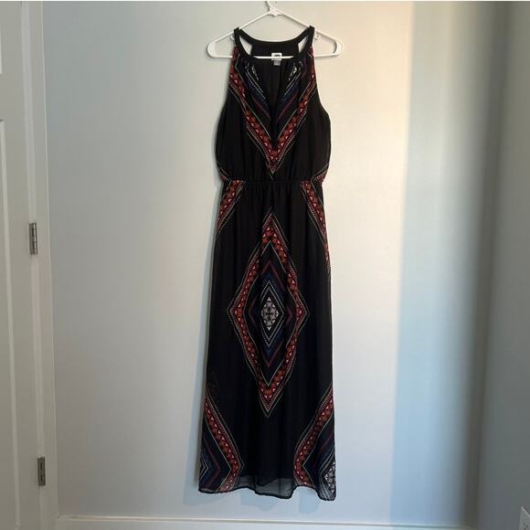 Old Navy Dresses & Skirts - Old Navy Chiffon Patterned Halter Maxi Dress – Black/Multi, Women’s Medium